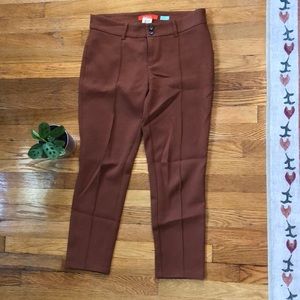 Anthro rust colored ankle trousers with sewn front crease